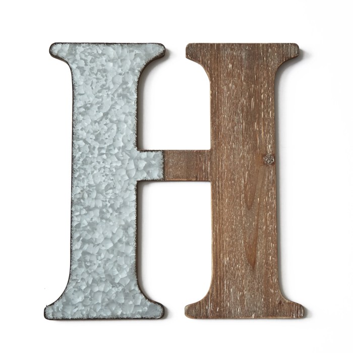 Metal letters decor wall