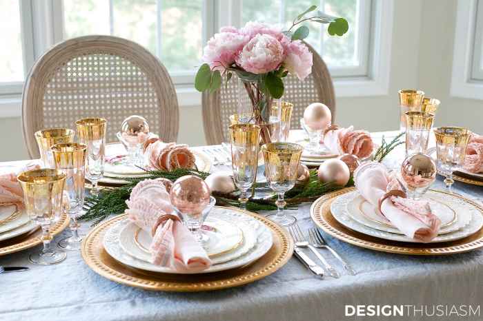 Pink and green table decor