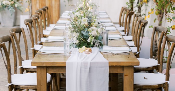 Wedding decor for long tables