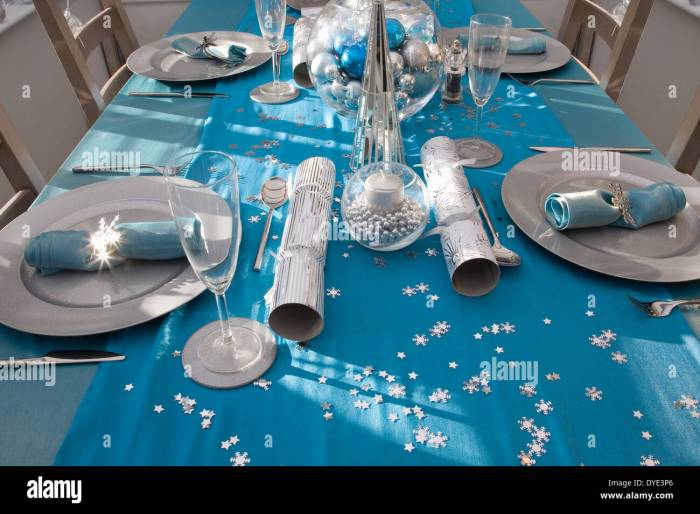 Blue and Silver Table Decor Elegant Events