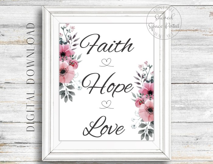 Love hope faith wall decor