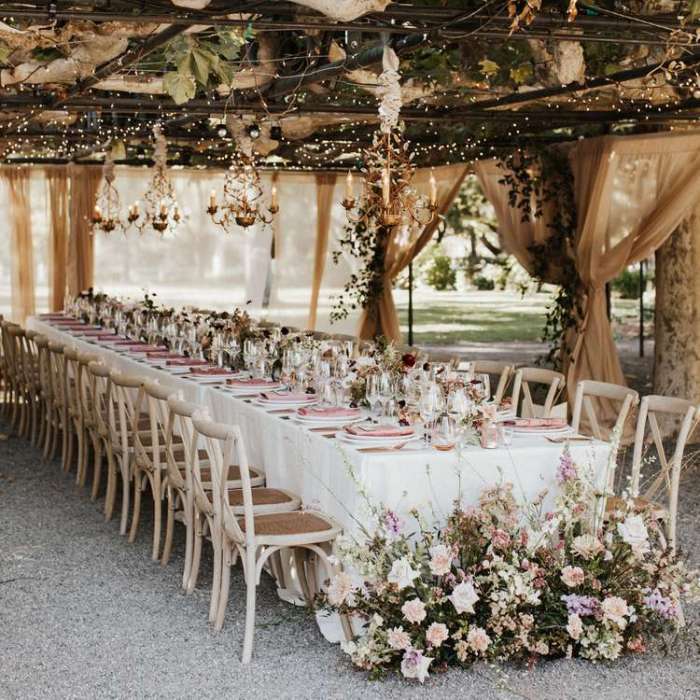 Wedding decor for long tables